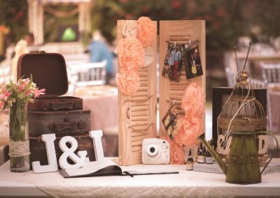 Welcome table for rustic beach wedding