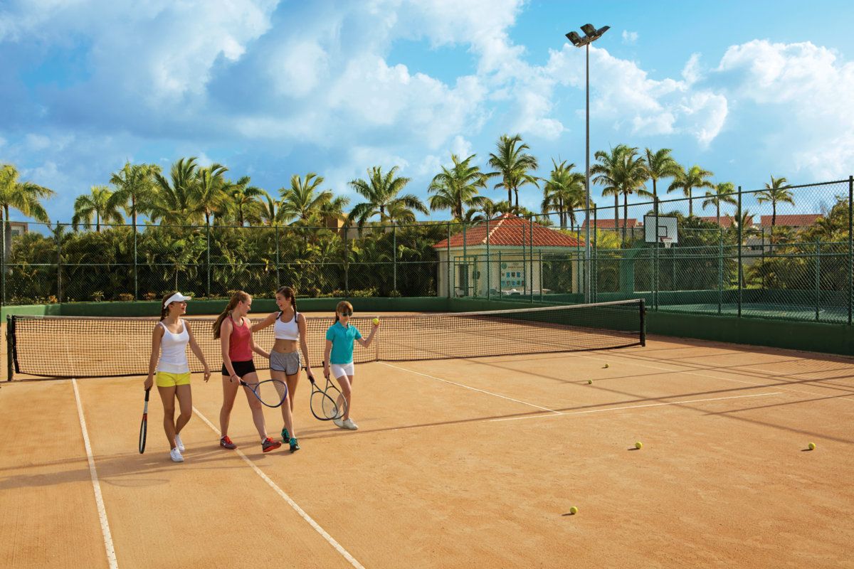 Tennis court at the all inclusive hotel Now Larimar in Punta Cana, Dominican Republic
