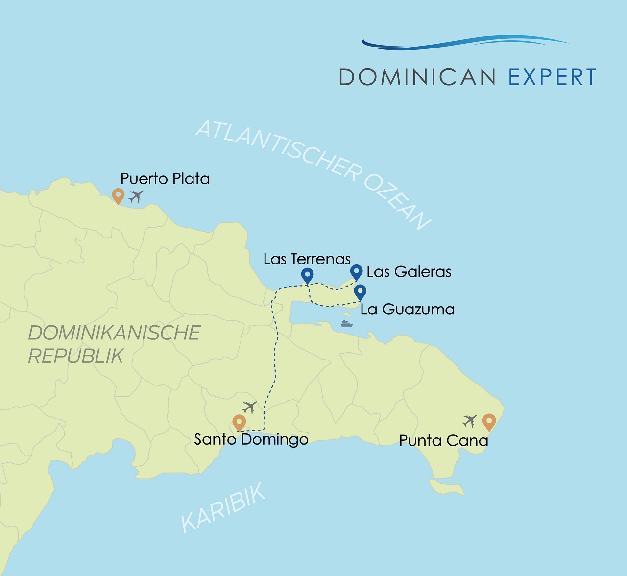 Dream beaches and relax on the Samaná Peninsula / Private transfer trip - Map