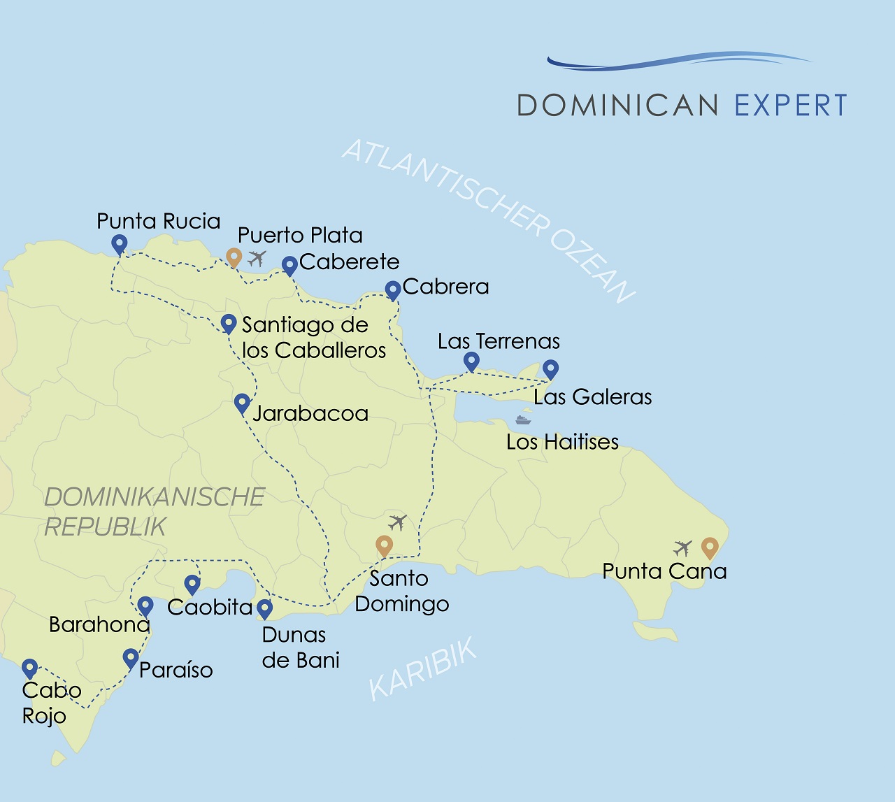 Alle Facetten der Dominikanischen Republik erleben / Mietwagenreise - Map