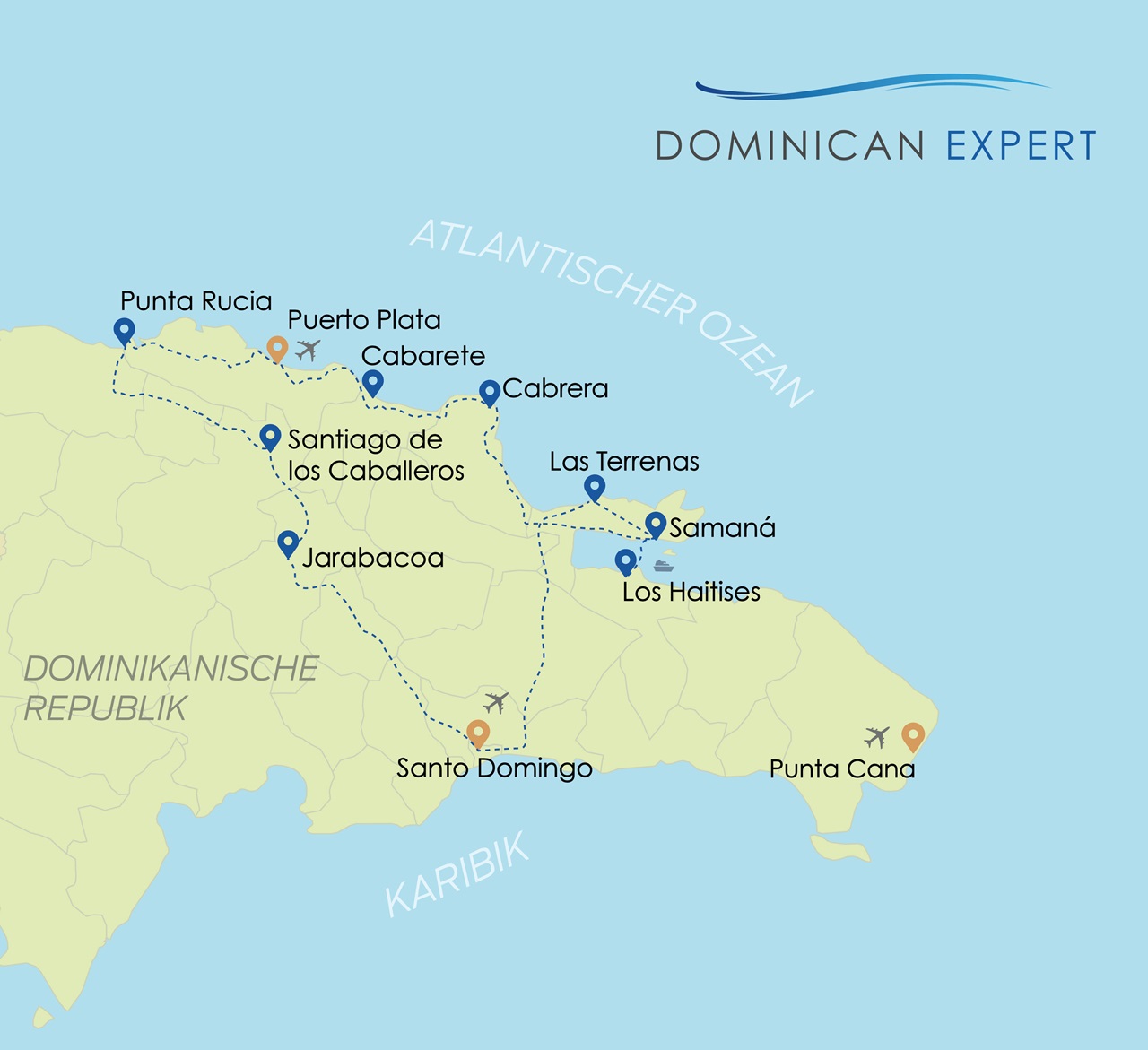Naturschönheiten Dominikanische Republik  / Mietwagenreise - Map
